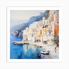 Sunlit Serenade: Pastels by the Sea Art Print