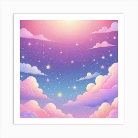 Sky With Twinkling Stars In Pastel Colors Square Composition 112 Art Print