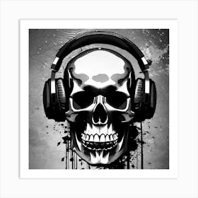 Skull With Headphones 138 Art Print