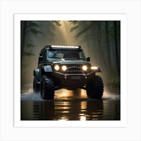 Jeep In The Forest Art Print