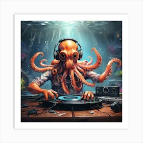 Dj Octopus 3 Art Print