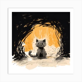 Cat In A Cave Art Print