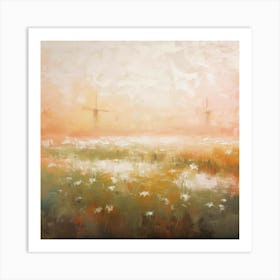 A warm landscape with a windmill 1 Art Print