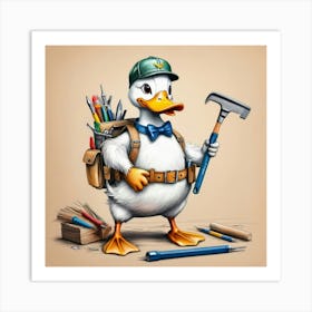 Builder Duck Art Print