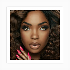 Black Woman With Pink Nails 4 Art Print