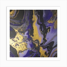 Purple And Gold Abstract Painting Art Print