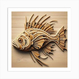 Intricate Wooden Fish Design Art Print