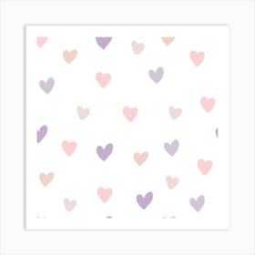 Soft pastel hearts Art Print