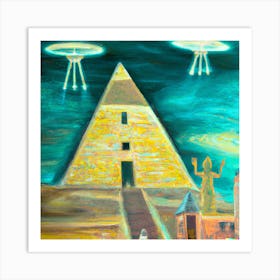 Impressionism Oil Painting, Egypt, Secret Societies and Ufo Art Print