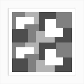 Grey Abstract Square Tiles Art Print