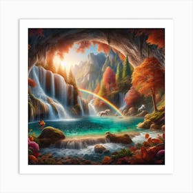 Waterfall In The Forest Art Print