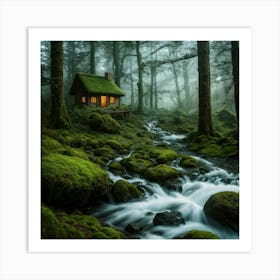 Cabin In The Forest 1 Art Print