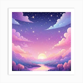 Sky With Twinkling Stars In Pastel Colors Square Composition 318 Art Print