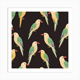 Birds On A Black Background Art Print