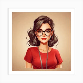 Portrait Of A Woman With Glasses Art Print