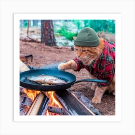 A Photo Of An Orange Cat Cooking A Fish Fsqpr4fqrnej 12r6m2gaw R8rrje36qhg3cun7gol3na Art Print