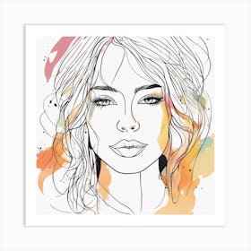 An Abstract Watercolour Painting Of A Cute Woman, Colourful, Whole Image, No Background, 8k, Paint D Art Print