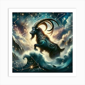 Capricorn's Enchantment: A Surreal Astrological Odyssey Art Print