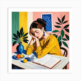 Woman Reading A Book 12 Art Print