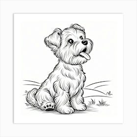 Line Art terrier dog 3 Art Print