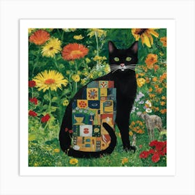 Klimt Style Black Cat In A Garden Art Print Illust Bny4f8lgtoe8fe7hidj41g Kg 3autbs Qzl2ynirkbkg Art Print