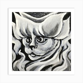 Cat Creature Black and White Art Print