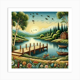 Lake Scene Art Print