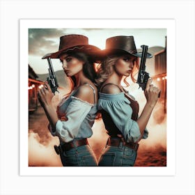 Duel 4/4  (beautiful female lady cowgirl guns old west western standoff fight dead or alive) Art Print