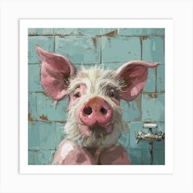 Pig In The Bath Art Print