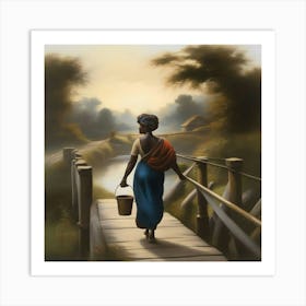 Woman With Basket Art Print Art Print