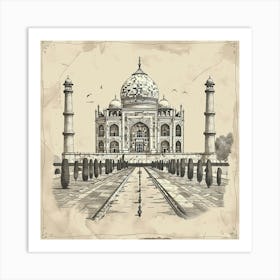 A Taj Mahal In Agra Hand Drawn Sketch Illustrati 1719953542 2 Art Print