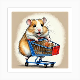 Hamster In Shopping Cart 1 Art Print