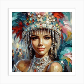 Woman In Feathers Art Print