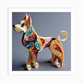 Quilled Dog Art Print