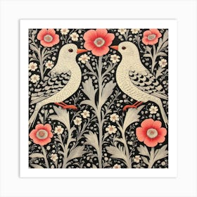 Birds On A Black Background Art Art Print