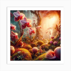 Orchids In The Forest 1 Art Print