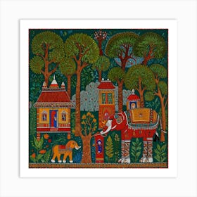 Elephants In The Forest Art Print