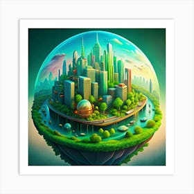 City Inside A Bubble Art Print