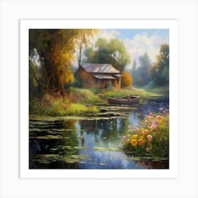 Riverside Idyll Brushstroke Haven Art Print