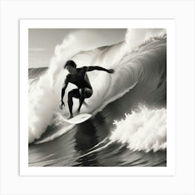 Black And White Surfer 7 Art Print