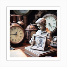 Boy Holding A Picture Art Print