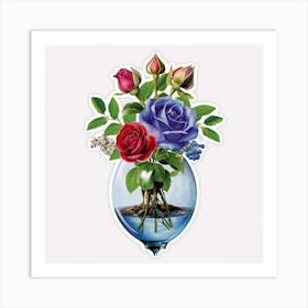 Roses In A Vase 3 Art Print