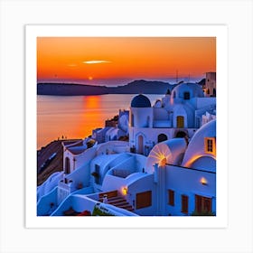 Sunset In Oia 1 Art Print