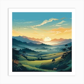 Landscape At Sunset Art Print