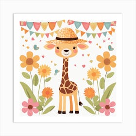 Floral Baby Giraffe Nursery Illustration (21) 1 Art Print