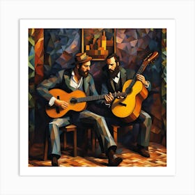Two Musicians Playing Guitars 1 Art Print