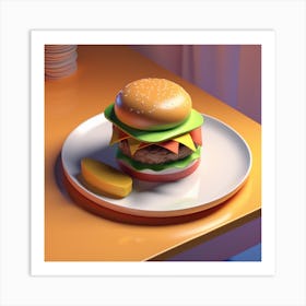 Hamburger On A Plate 103 Art Print