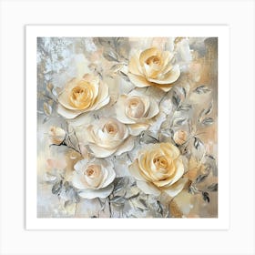 3D Yellow Roses Art Print