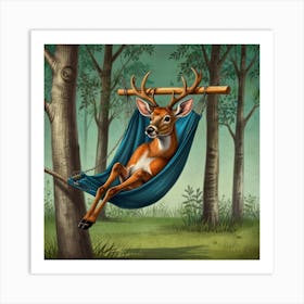 Deer In A Hammock Art Print