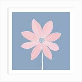 A White And Pink Flower In Minimalist Style Square Composition 261 Art Print